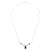 1.2ct Oval Sapphire and Round Diamond Necklace in UK Hallmarked 9ct Yellow Gold